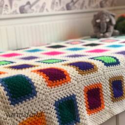 Christmas Sale, Granny Square Blanket, Crochet Colorful Handmade Bedspread, Afghan Throw, Crochet Blanket - thumbnail 3