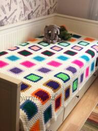 Christmas Sale, Granny Square Blanket, Crochet Colorful Handmade Bedspread, Afghan Throw, Crochet Blanket
