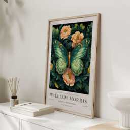 William Morris Print, Art, Exhibition Poster, Butterfly Gifts, Decor, Art Teal Wall - thumbnail 3