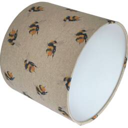 Bee Lampshade For Ceiling & Table Lamps, Linen Nature Drum Light Shade - thumbnail 3