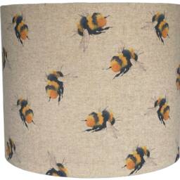 Bee Lampshade For Ceiling & Table Lamps, Linen Nature Drum Light Shade - thumbnail 2