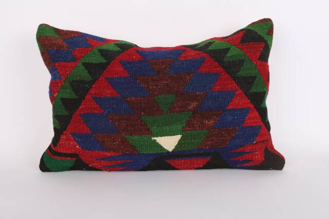 16x24 Turkish Kilim Lumbar Pillow Bohemian Home Decor - image 1