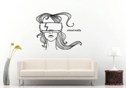 Virtual Reality Gamer Gaming Girl Headset Glasses Mask Wall Sticker Decal Vinyl Mural Decor Art L2238