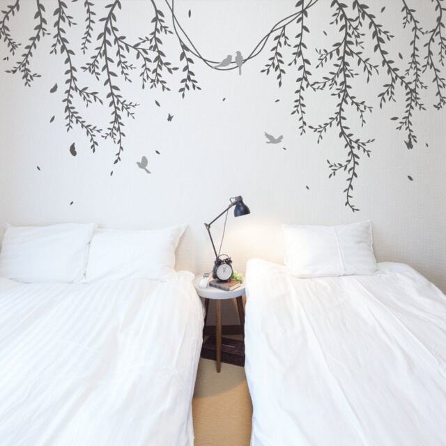 Hanging Branches With Birds Wall Stickers, Hanging Vines, Living Room Decals, Nursery Wall Sticker - image 1