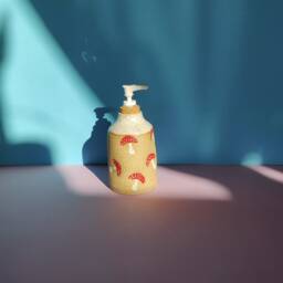 Handmade Ceramic Soap Dispenser in Mushroom Stamp - thumbnail 3