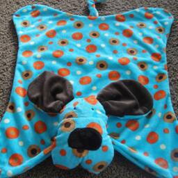 Minky Snuggle Blanket Toy, Animal Security Blanket Buddy, Sculptured With Head, Elephant, Cows, Dogs, Frogs, Giraffes, Lions - thumbnail 2