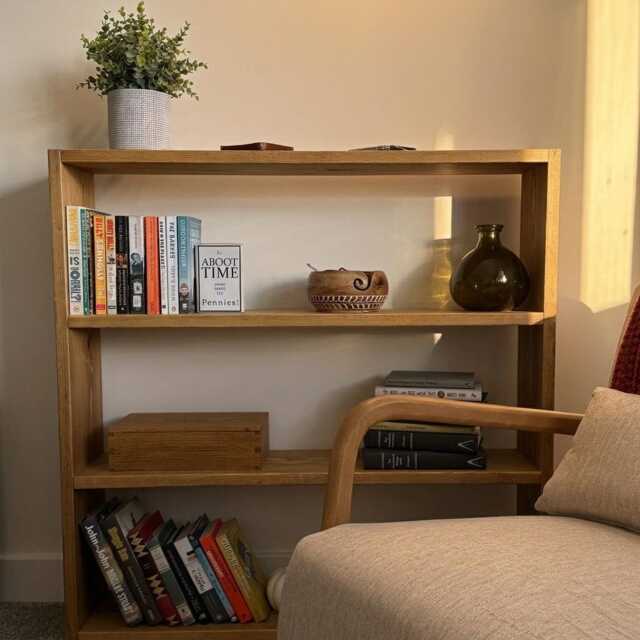 Solid Wood Bookcase - Rustic Open Shelf Unit Handmade Wooden Bookshelf - image 1