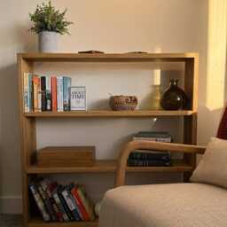 Solid Wood Bookcase - Rustic Open Shelf Unit Handmade Wooden Bookshelf - thumbnail 1
