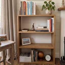Solid Wood Bookcase - Rustic Open Shelf Unit Handmade Wooden Bookshelf - thumbnail 2
