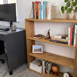 Solid Wood Bookcase - Rustic Open Shelf Unit Handmade Wooden Bookshelf - thumbnail 3