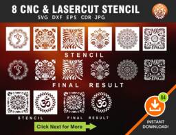 8 Decorative Panel & Stencils, Wall Decor Laser, Cnc, Plasma, Cricut Cutting File Cdr, Svg, Dxf, Eps - thumbnail 1
