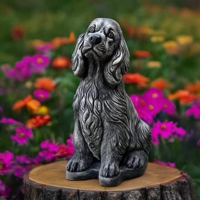 Cute Spaniel Dog Statue Concrete Labrador Figurine Cement Sculpture Memorial Puppy Decoration Lover Gift Yard Art Ornament - image 1