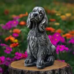 Cute Spaniel Dog Statue Concrete Labrador Figurine Cement Sculpture Memorial Puppy Decoration Lover Gift Yard Art Ornament - thumbnail 1