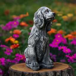 Cute Spaniel Dog Statue Concrete Labrador Figurine Cement Sculpture Memorial Puppy Decoration Lover Gift Yard Art Ornament - thumbnail 2