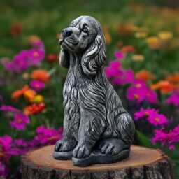 Cute Spaniel Dog Statue Concrete Labrador Figurine Cement Sculpture Memorial Puppy Decoration Lover Gift Yard Art Ornament - thumbnail 3