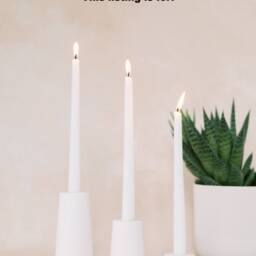 Small Cylinder Concrete Modern White Taper Candle Holder - thumbnail 2