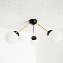 Triple Globe Flush Mount Light Modern Brass Ceiling Fixture - thumbnail 2