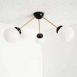 Triple Globe Flush Mount Light Modern Brass Ceiling Fixture - thumbnail 3