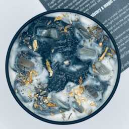 New Moon Candle With Gray Moonstone - Intention Ritual For Beginnings, Manifestation & Grounding Vegan Soy Crystal Gift - thumbnail 3
