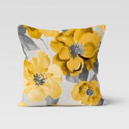 Mustard Grey Cushion Cover-Paint Effect Pillow Case-Modern Decorative Case-Flower Cover-Gift For Her -Handmade Material - thumbnail 4