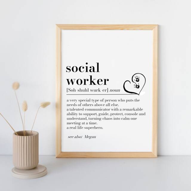 Personalised Social Worker Definition Print Care Heartfelt Thank You Gift, Keepsake From Family - image 1