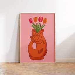 Fish Vase Print Poster, Living Room Wall Print, Bedroom Decor, Typography Art Dopamine Kitchen Portrait, Jug - thumbnail 1