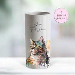 Watercolour Cat Ceramic Vase/ Flower Pot With Custom Text - The Perfect Gift For Lovers, Memorial - thumbnail 3