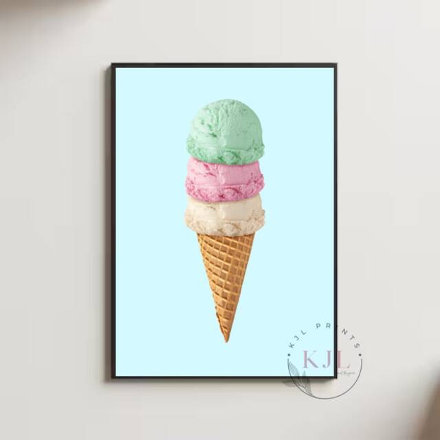 Retro Wall Print, Diner, Colourful , Ice Cream, Cafe Kitchen Print