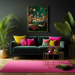 Jungle Animal Tea Party Wall Art - Maximalist Exotic Print Leopard & Zebra Artwork Bold Tropical Home Decor - thumbnail 3