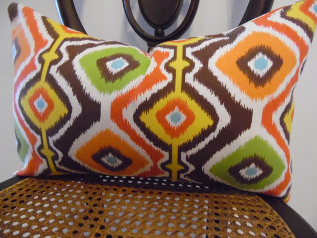 Handcrafted Outdoor Pillow Cover Geometric Ikat Print - image 1