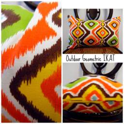 Handcrafted Outdoor Pillow Cover Geometric Ikat Print - thumbnail 2