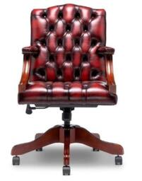 Gainsborough Chesterfield Office Swivel Chair Antique Red Leather - thumbnail 2