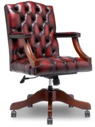 Gainsborough Chesterfield Office Swivel Chair Antique Red Leather