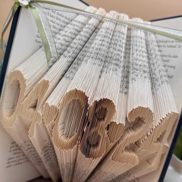 Book Art Anniversary Card Folded Sculpture, Reading Gift - image 1