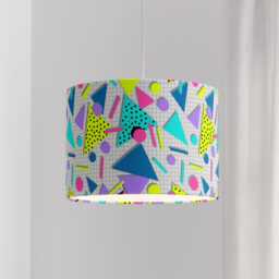 Velvet 80S Retro Print Lampshade 25cm 30cm 35cm 40cm 45cm Drum Lamp Shade - Eighties Decades Handmade Home Decor Ceiling - thumbnail 3