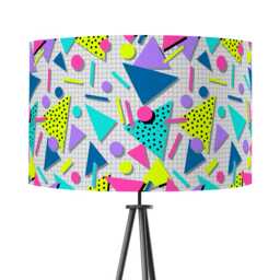 Velvet 80S Retro Print Lampshade 25cm 30cm 35cm 40cm 45cm Drum Lamp Shade - Eighties Decades Handmade Home Decor Ceiling