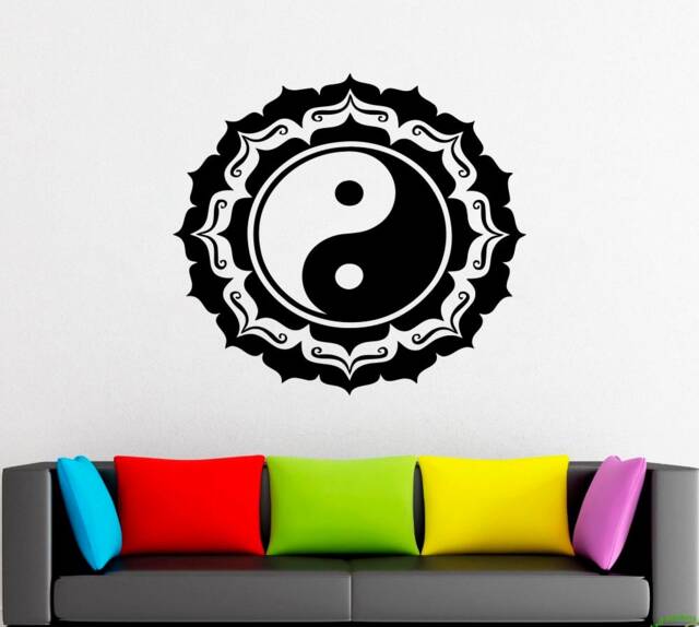 Floral Yin Yang Wall Decal Taoism Vinyl Sticker 2045 - image 1