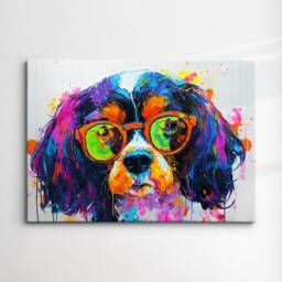 Colorful Cavalier King Charles Spaniel Modern Oil Painting Wall Art Framed Canvas Poster Print Home Kitchen Office Room Decor Dog Gift Ideas - thumbnail 3