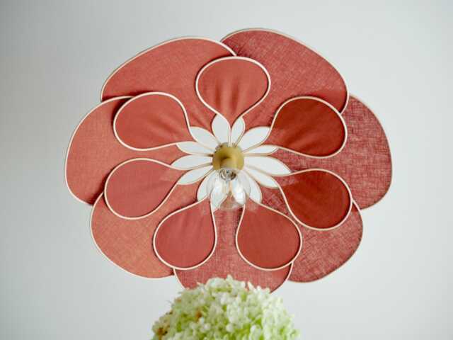 9. 14-Petal Linen & Rattan Flower Pendant Light - Chandelier Lamp Wall Handmade - image 1