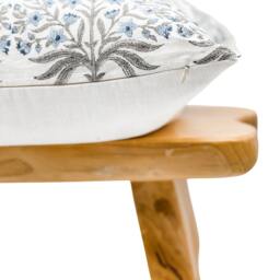 Designer Floral Blue & Grey On Off White Linen Pillow Cover, Cover, Boho Pillow, Decorative Throw Farmhouse - thumbnail 3