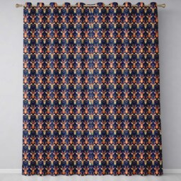 stylized Deer Head Antlers Geometric Seamless Pattern Readymade Eyelet Ring Top Thermal 100% Blackout Curtains - thumbnail 2