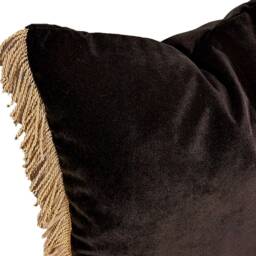 "Luxury Black Velvet Pillow Cover With Gold Fringed, 18""x18"", 20""x20"", 12""x20" - thumbnail 3