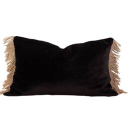 "Luxury Black Velvet Pillow Cover With Gold Fringed, 18""x18"", 20""x20"", 12""x20" - thumbnail 1