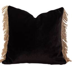 "Luxury Black Velvet Pillow Cover With Gold Fringed, 18""x18"", 20""x20"", 12""x20" - thumbnail 2