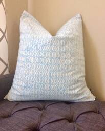Spa Blue Pillow Cover, Block Printed Pillow, Cushion Covers, Decorative Throw Pillows, Light Covers, Indian Pillows - thumbnail 1