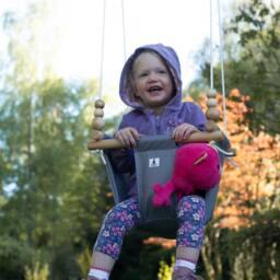 Dark Grey Outdoor Baby Swing With Wooden Beads - Ce Certified Summer Gift - thumbnail 3