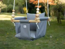 Dark Grey Outdoor Baby Swing With Wooden Beads - Ce Certified Summer Gift - thumbnail 1