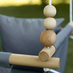 Dark Grey Outdoor Baby Swing With Wooden Beads - Ce Certified Summer Gift - thumbnail 2