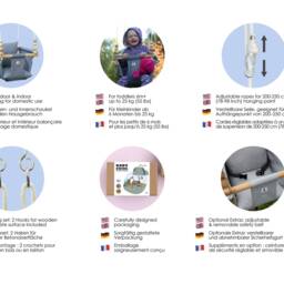 Dark Grey Outdoor Baby Swing With Wooden Beads - Ce Certified Summer Gift - thumbnail 4