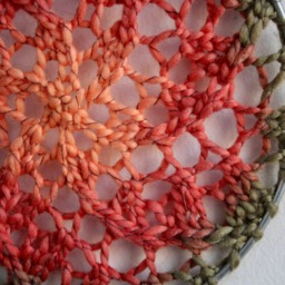 Earring Holder - Orange Starburst Fiber Art Wall Hanging Jewelry Display Organizer - thumbnail 2
